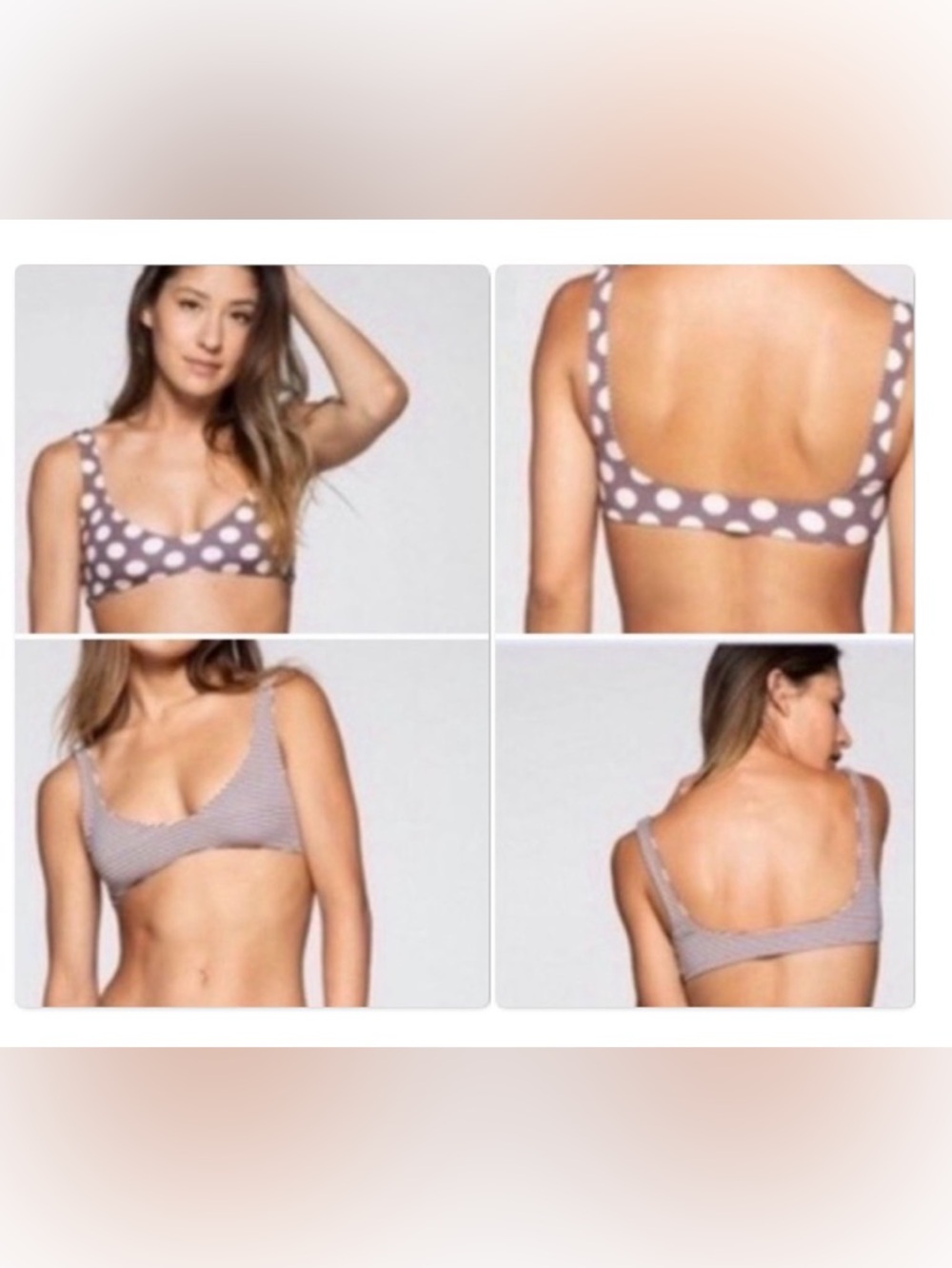 NWT [KikiRio] Reversible Polka Dot/Stiped Bikini Swimsuit Top Women's Sz XS - Picture 3 of 12